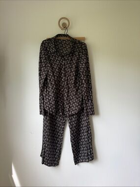 Rebecca Taylor Brown and Cream Printed Two-Piece Set